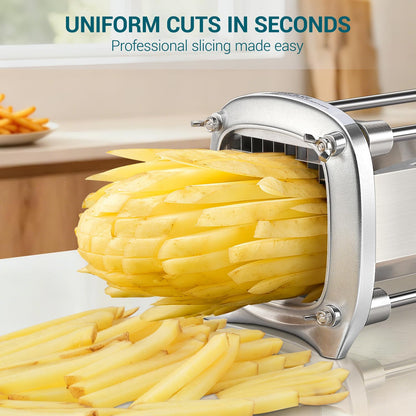 Sopito Professional Stainless Steel French Fry Cutter, 3 Blades (1/2", 3/8", 1/4") for Potatoes, Carrots, Apples, Commercial & Home Use