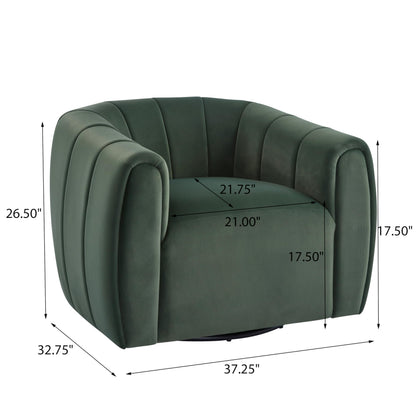 Christopher Knight Home Monroe Velvet Swivel Club Chair,Armchair with 360-Degree Rotation,Upholstered Barrel Swivel Sofa Chair for Living Room/Bedroom,Tufted Back,Thick Cushion, Iron Base, Olive Green