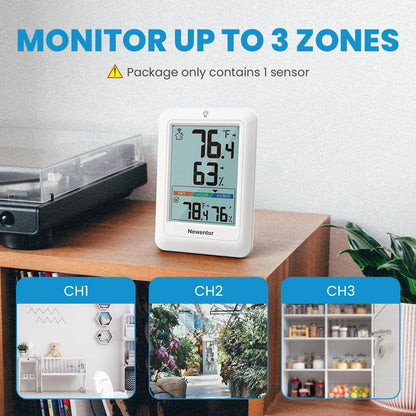 Newentor Indoor Outdoor Thermometer Wireless, Weather Stations Wireless Indoor Outdoor, Outdoor Thermometers for Patio House, Black with 1 Sensor