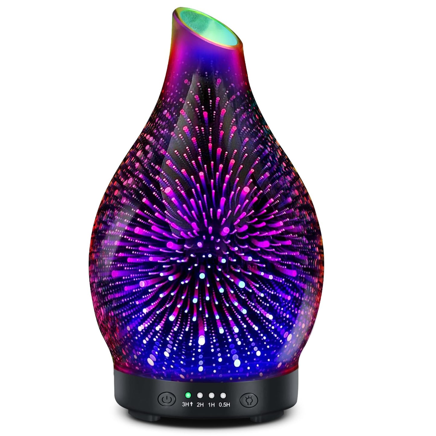 Essential Oil Diffuser 120ML Glass Ultrasonic Aromatherapy Oil Diffuser-Aroma Humidifier Glass Diffuser,7 Color Changing Light Waterless Auto-Off-Ultra-Quiet for Sleeping Yoga Home Office and Spa