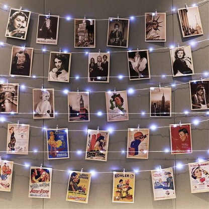 HXWEIYE 120LED White Photo Clip String Lights - 40Ft Fairy Lights with 52 Clear Clips & 12 Hooks | USB Powered, Timer & 8 Modes for Bedroom & Wedding Decor