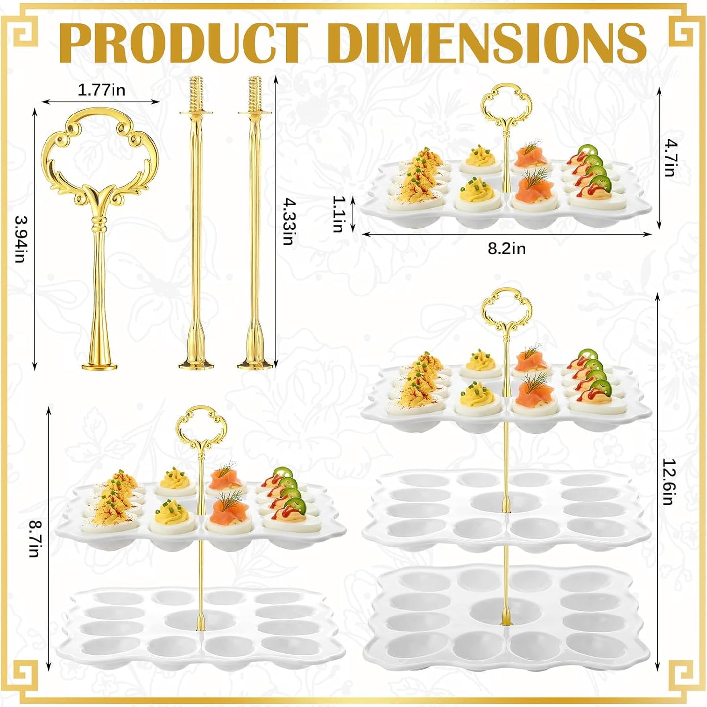 3 36 Countertop Tier Easter Ceramic Deviled Egg Platter Hole Square Deviled Egg Tray Contain Detachable Eggs Holder