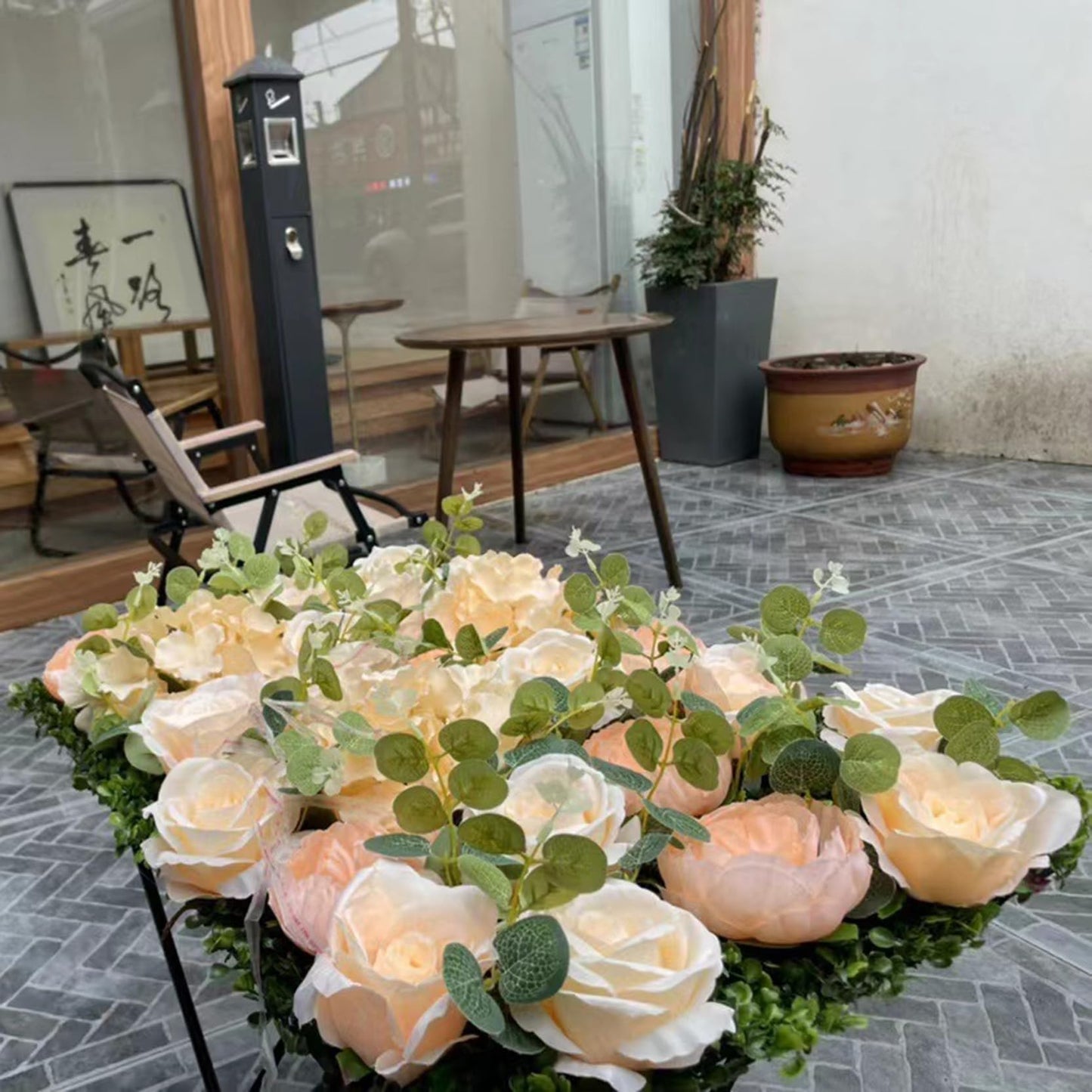 GOUZIBHD Silk Rose Flower Panels Flower Wall Panel Floral Backdrop, Artificial Flower Wall Panels 16 X 24 in Flower Wall Mat, for Wedding Party Nursery Home Decor(Size:12PCS)
