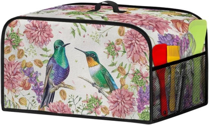 TODIYADDU Hummingbird Floral Slow Cooker Cover, Trendy Dust Cover with Storage Pocket for Kitchen Appliances