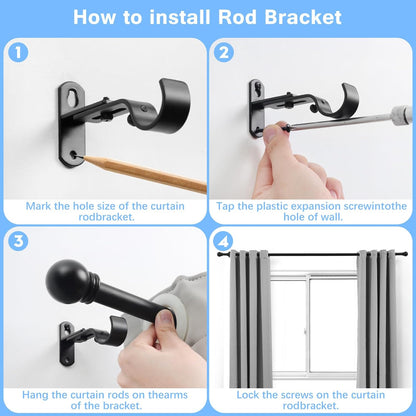 Max Adjustable Curtain Rods by [Brand Name] - Fits Windows 16 to 150 Inches | Black, 6/8" Diameter