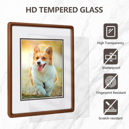 SZKYSJGS 6x8 6 8 5x7, Wood Picture Frame, Solid Natural Walnut Rounded Corner Photo Frame with Tempered Glass, x Wooden
