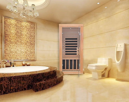 Kang Share Dynamic Home Infrared Sauna Room 1 to 2 Person Wooden Canadian Hemlock 1260W Graphene Carbon Plate Heater Indoor Saunas