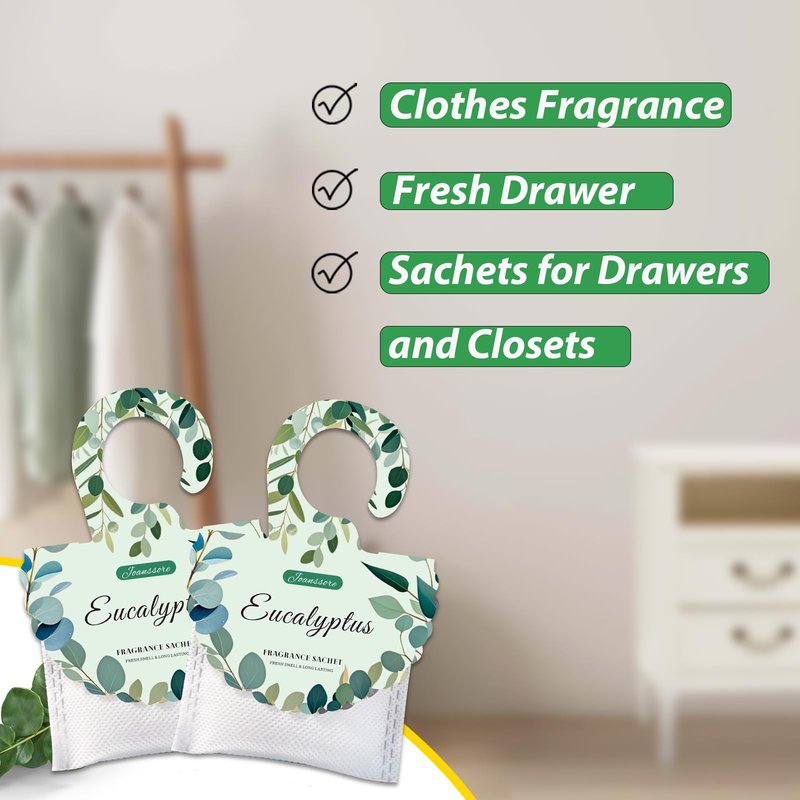 15 Packs Eucalyptus Scented Sachets Bag for Drawers and Closets, Home Fragrance Sachet, Long-Lasting Hanging Closet Deodorizer Smell Goods for House