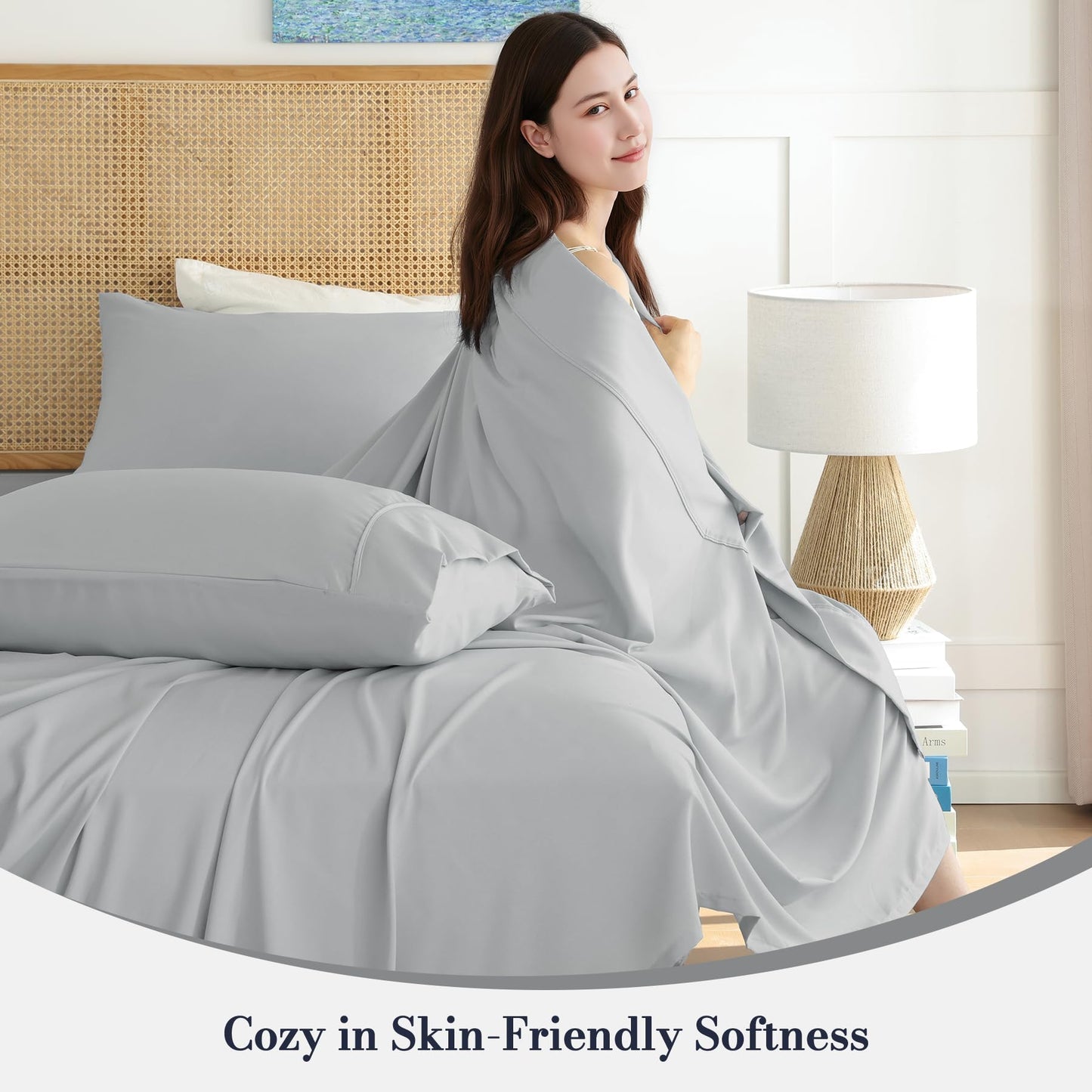 Dreava Grey Twin Sheet Set - Soft Breathable Microfiber Bed Sheets with Extra Deep Pocket, Luxury Hotel Cooling Bedding, Oeko-Tex Certified Wrinkle Free 3 Piece