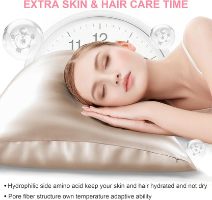 Skiennix Mulberry Silk Pillowcase - King Size, Hidden Zipper, Smooth & Breathable for Hair & Skin | Champagne