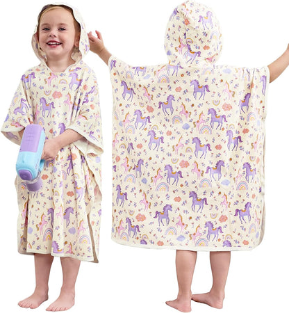 2-6, 25.5" 25.5", babee Reshinee Bamboo Viscose Hooded Bath Towels for Toddler Girls Kids Age Measures x Soft Bathrobe