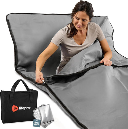 LifePro RejuvaWrap Infrared Sauna Blanket — Portable Sauna Bag with 9 Temp Levels Low EMF Far Infrared Heating — At Home Full Body Rejuvenation & Relaxation
