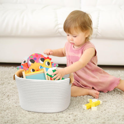 OOOK Storage Basket Set, 3 Pack Baskets for Shelves, White Storage Baskets for Organizing Toys, 11.4"Lx9.4"Wx7.4"H