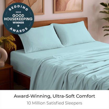 Mellanni Queen Sheets Set - 4 PC Luxury Bedding Collection | Extra Soft, Cooling, Wrinkle-Resistant (Aqua)