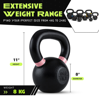 Rage Fitness Single Cast Iron Kettlebell | Powder Coated - Wide Handle Weights for Core & Glute Workouts; Swings, Squats, Deadlifts; Strength, Endurance & Flexibility for Men & Women