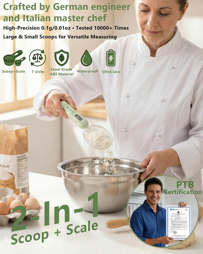 2026 Upgraded 2-In-1 Digital Measuring Spoon 【High-Precision 0.01oz/0.1g · Tested 10000+】 Baking Scale 【7-Unit】 Digital Kitchen Scale for Baking, Gram Scale for Weight Loss, Large & Small Scoop,Beige