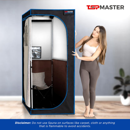 TopMaster Foldable Sauna Infrared, Portable Sauna for Home, Sauna Tent Sauna Box, Indoor Portable Sauna, Zip Up Sauna Room with 1300W Power, Max 140°F Sauna, Black