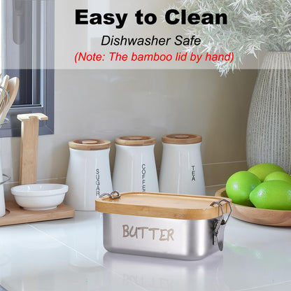 BSTKEY Stainless Steel Butter Dish with Lid for Countertop, Butter Holder with Silicone Sealing for Kitchen, Food Container for Picnic, Unbreakable Butter Keeper, Holds 1 Stick East Coast Butter