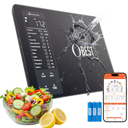 Smart Food Scale with Nutritional Calculator, Free APP with 30 Nutrients Tracking, Calorie, Macro, Works with App for Daily Reports, Digital Kitchen Scale for Meal Prep Weight Loss Coffee Making, 22lb