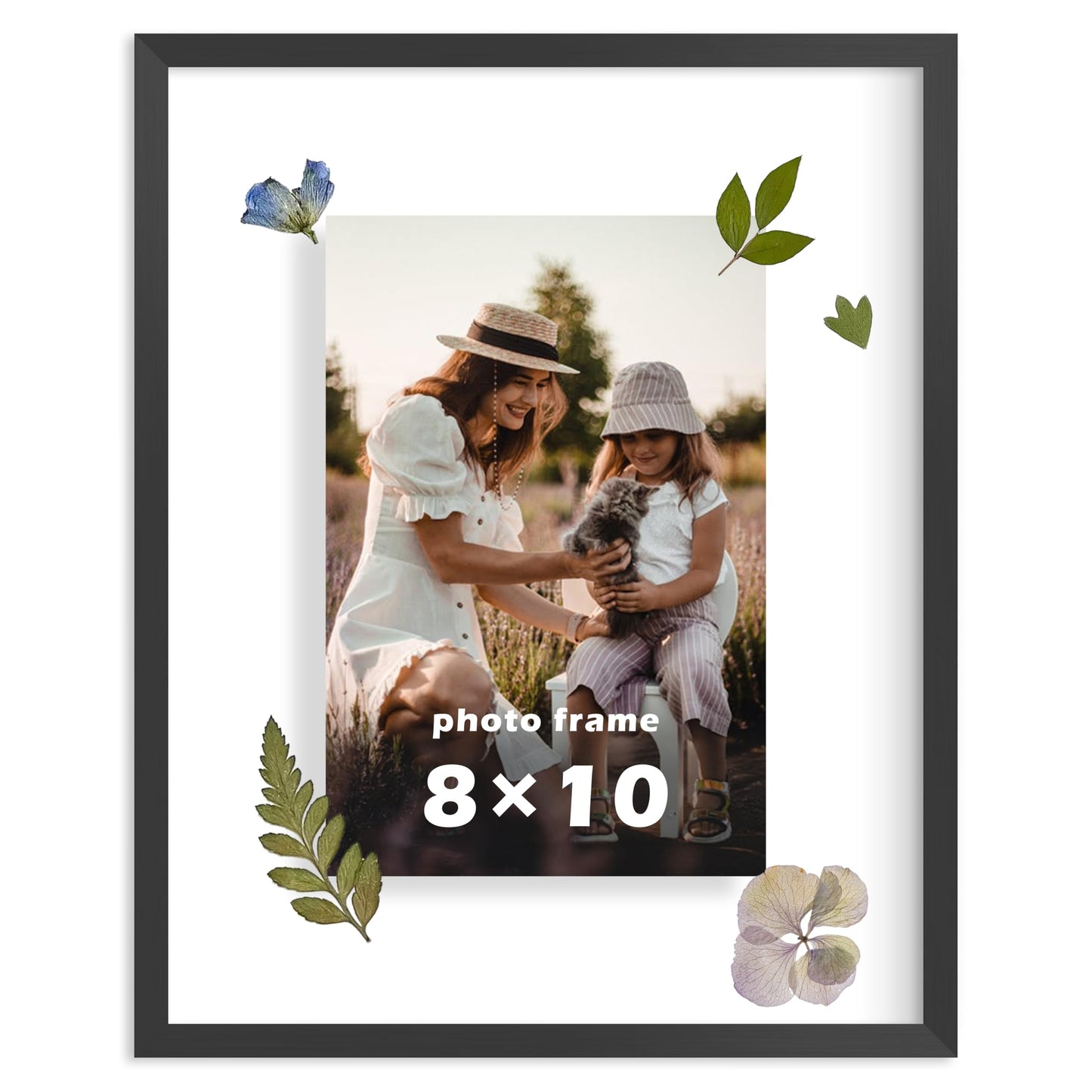 FrameWorks 8”x10” Deluxe Black Aluminum Contemporary Style Floating Picture Frame with Tempered Glass