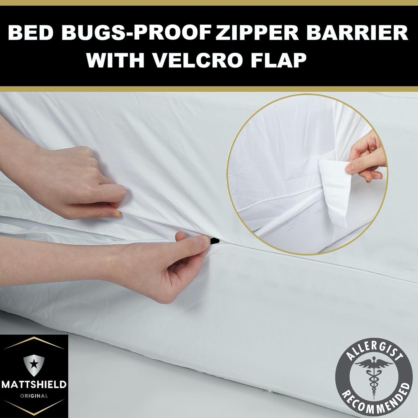 3-Piece 2 6-Sided MATTSHIELD Ultimate Sensitive Skin Kit Full Size Bed Bug Mattress Protector + Zippered Pillow Covers