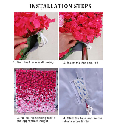 Somsiwey Artificial Flower Wall Panels, Elegant 5D Silk Rose Peony Flower Wall Backdrop Fake Flowers Wall Panel for Party Wedding Baby Bridal Shower Event Photo DIY