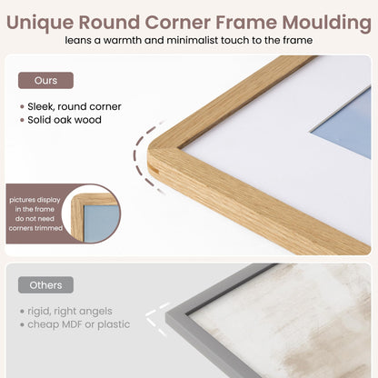 FLYJOE 5x7 Picture Frame - Solid Oak Wood 5 x 7 Photo Frame, 5''x7'' Frame With Mat For 4x6, Tabletop and Wall Display, Hanging Hardware Included, 5 By 7 Picture Frame Wood, Natural Oak
