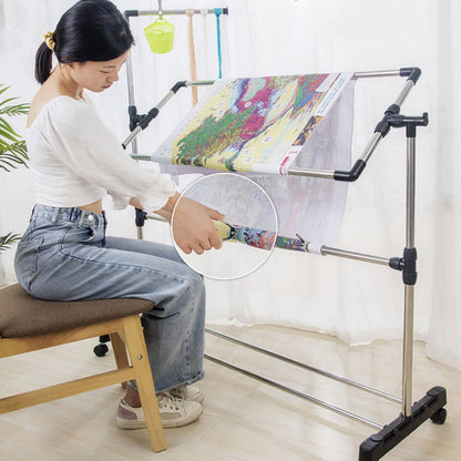 ELUKHT Adjustable Embroidery Stand, 360°Rotated Needlework Floor Frame, Standing Embroidery Lap Table, Cross Stitch Craft Stand for Art Craft Sewing Holder