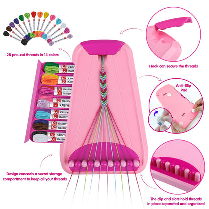 Friendship Bracelet Making Kit for Girls Ages 8-12, Kids Jewelry Making Kit with 28 Pre-Cut Threads and Letter Beads, Arts and Crafts for Kids, Birthday Easter Gifts for 6 7 8 9 10 11 12 Year Old