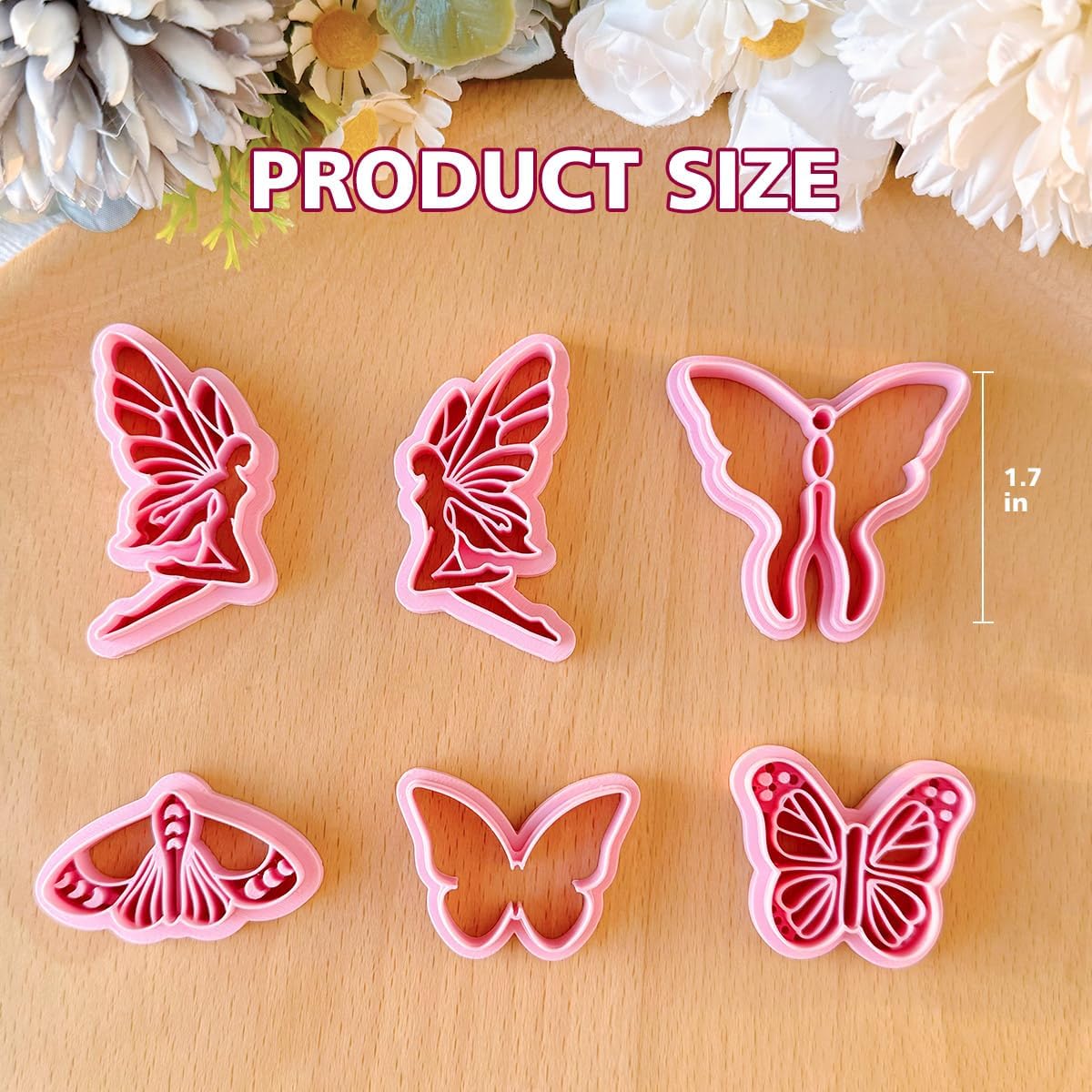 KEOKER Polymer Clay Cutters - 6 Shapes Embossed Butterfly Cutters for Jewelry Making