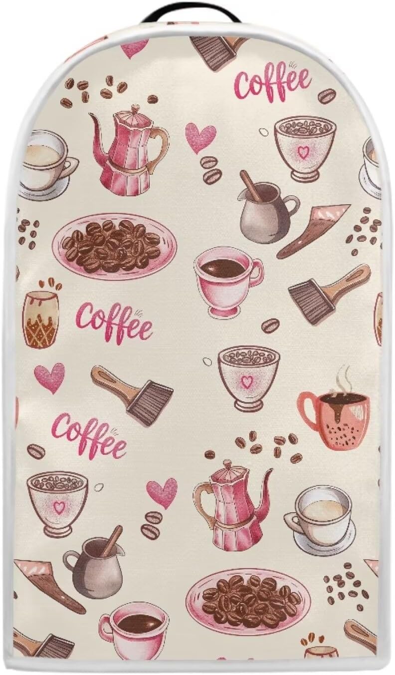 Coffee Pattern Dust Cover for Kitchen Appliances, Compatible with Stand Mixer, Coffee Maker, Juicer, Food Processor