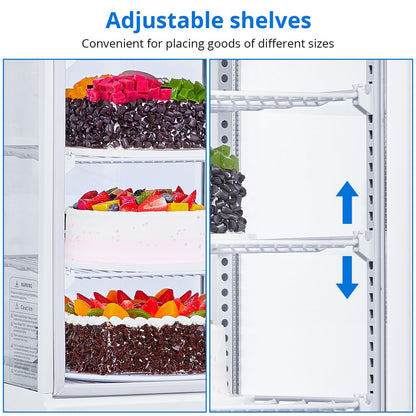 IDEALHOUSE Countertop Refrigerator, 10.9 Cu.Ft. Pastry Display Case for Bakery with LED, Frost-Free, Sliding Door, Commercial Fridge Display Case for Cafe and Restaurant, 5-Tier Design, White
