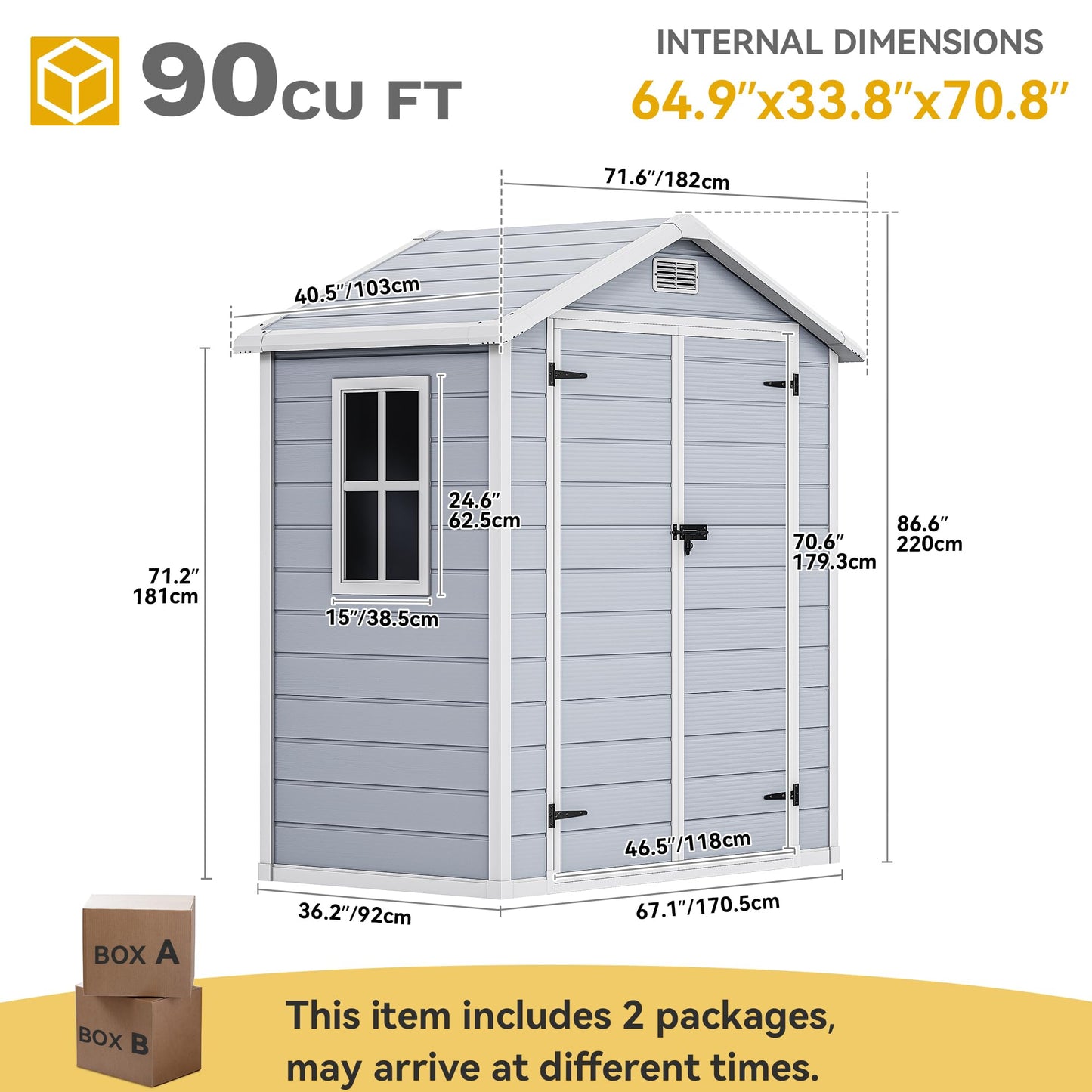DWVO 6.2x3.4 FT Outdoor Resin Storage Shed with Reinforced Floor, All-Weather Bike Storage Shed with Lockable Door, Window and Vent, Waterproof Plastic Tool Storage for Garden, Backyard, Patio, Lawn