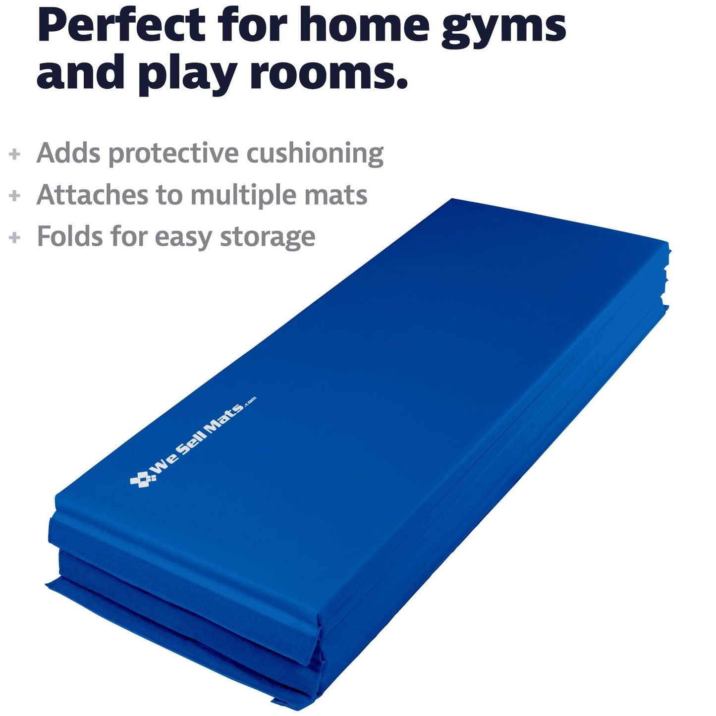 We Sell Mats Gymastics Multi-Sized Portable and Padded Folding Mat for Exercise, Yoga, Martial Arts, Portable with Hook & Loop Fasteners, 5' x 10' (1.5-inch Thick), Blue (GM5x10BLv4-35M)