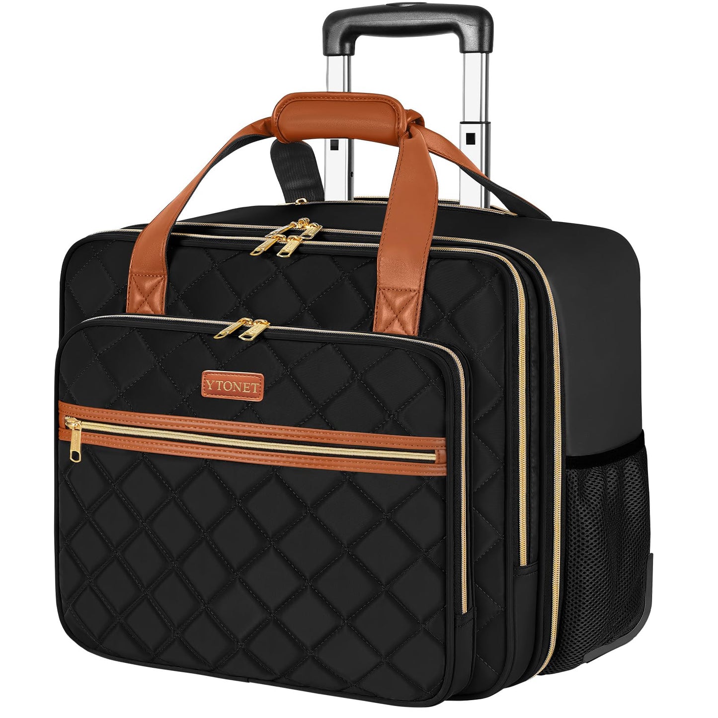 Ytonet Rolling Briefcase for Women, Extra Large Rolling Laptop Bag Fits 18 Inch Laptop, Computer Bag with wheels for Work Travel College Business Overnight Wife Mom Teacher, Black Brown