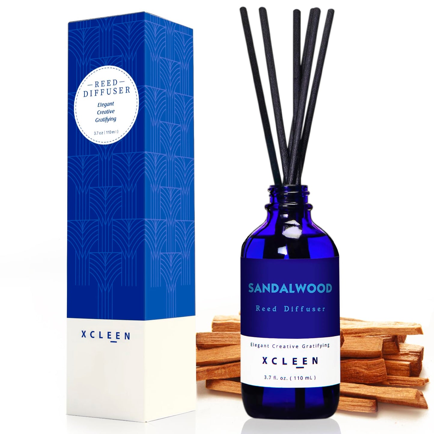 Reed Diffusers Set, 3.7 Oz Scent Diffuser, 6 Reed Diffuser Sticks, Home Fragrance Hyacinth, Peony & Citrus, Aromatherapy Oil Diffuser Reeds, More Masculine Scent, Bathroom & Office Decor 110ml