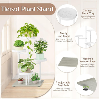 4 iDavosic.ly Tier Plant Stand Indoor, Tiered Corner Flower Holder Shelf Outdoor, Metal Tall Orchid Display Rack