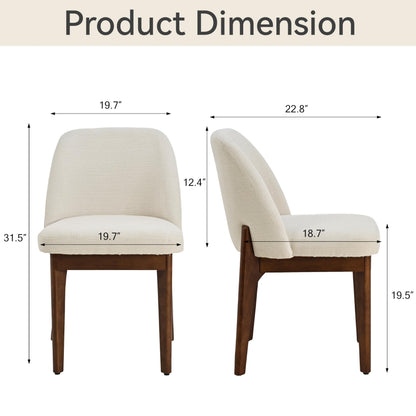 VKNOW Wooden Dining Chairs Set of 4, Upholstered Dining Room Chairs with Rubberwood Legs and Padded Seats, Kitchen Chairs for Restaurant Kitchen Living Room, Beige