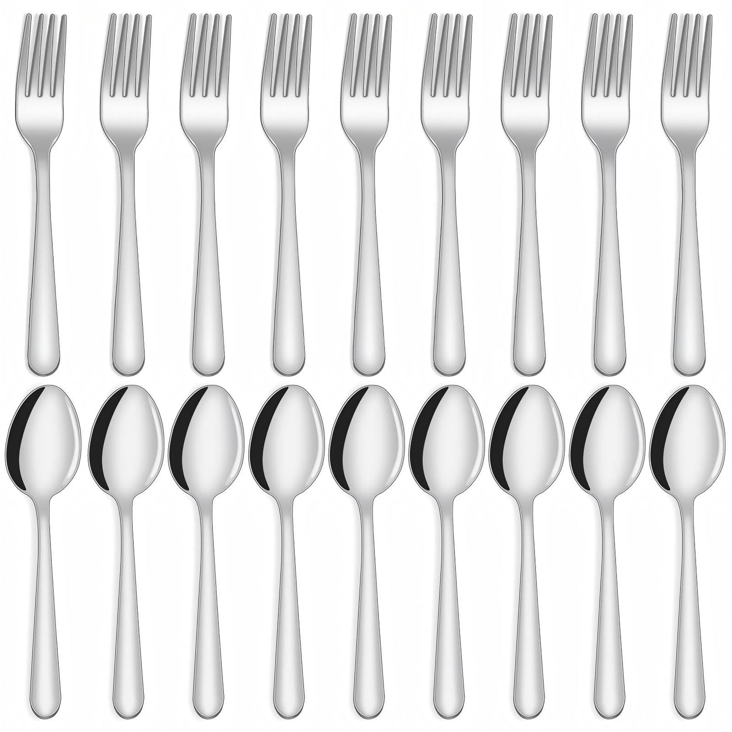 Unokit 24-Piece Spoons and Forks Set Silverware Set - Forks and Spoons Food Grade Stainless Steel Silverware for Home, Kitchen and Restaurant, 12-Fork and 12-Spoon, Mirror Polished&Dishwasher Safe