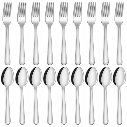Unokit 24-Piece Spoons and Forks Set Silverware Set - Forks and Spoons Food Grade Stainless Steel Silverware for Home, Kitchen and Restaurant, 12-Fork and 12-Spoon, Mirror Polished&Dishwasher Safe