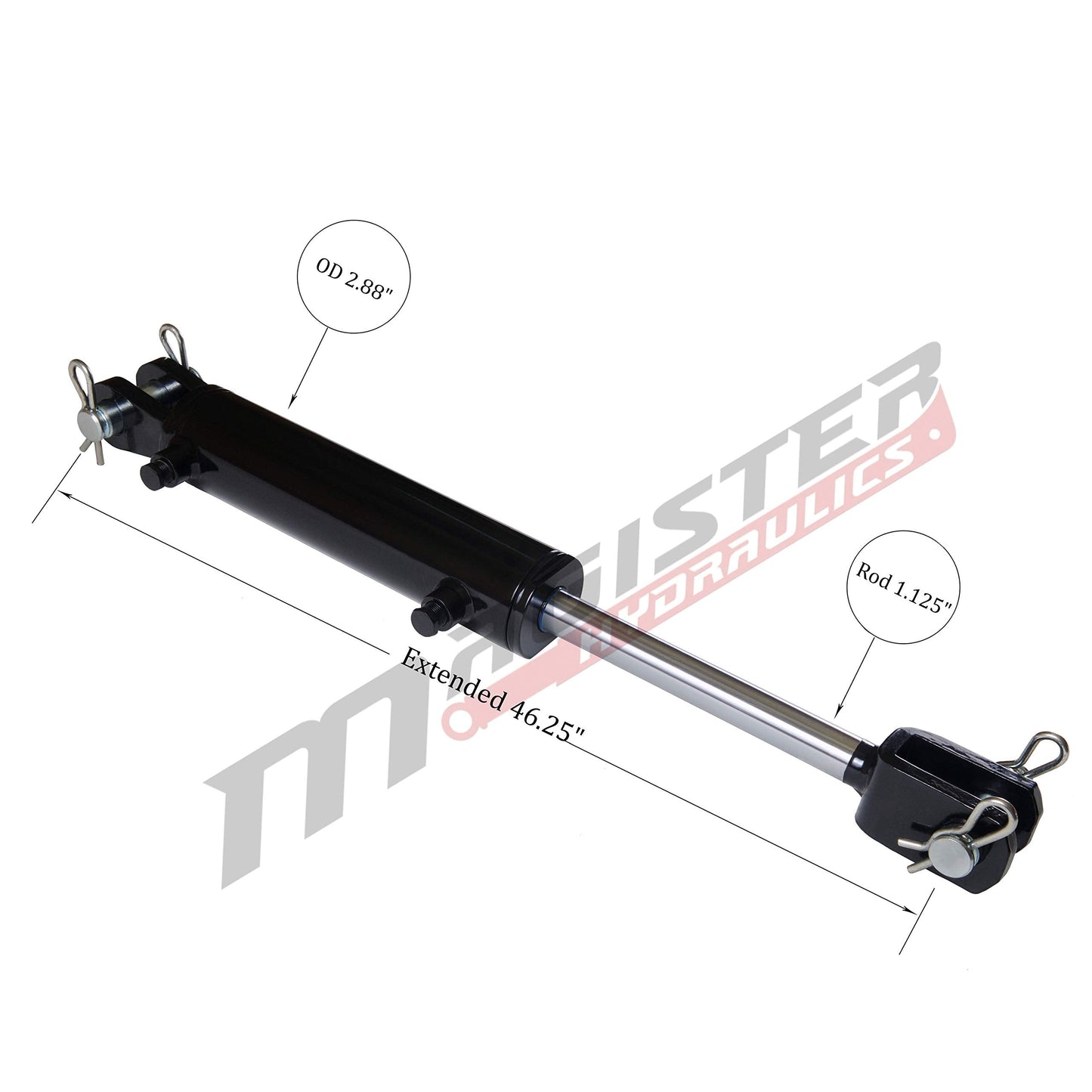 Magister Hydraulics Double Acting Hydraulic Cylinder - AG Clevis Hydraulic Cylinder 2500 PSI tie-Rod Alternative 2.5" bore 18" Stroke (2.5x18)