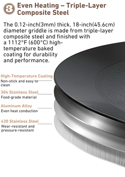 CAMPINGMOON Skottle Grill Cooking System Kit 18 inch Carbon Steel Pan Adjustable Legs Portable Camp Cooking Gear with Carry Bag (Skottle base set GR-900)