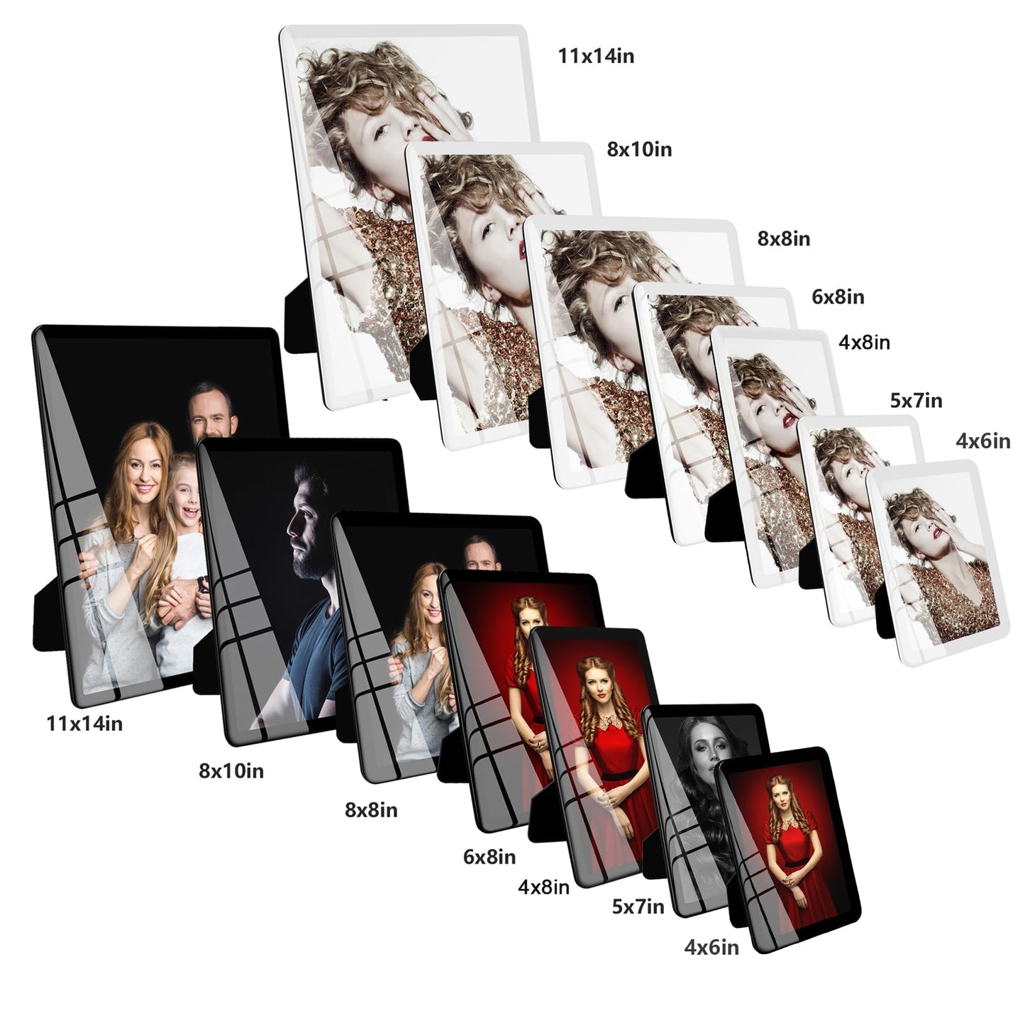 Bluesun 5x7picture frame, glass frame clear, hanging picture frame, Matted for wall and tabletop Decor (5x7, Black)