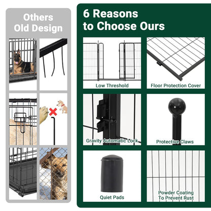 IDEALHOUSE Dog Playpen – 40" h 8-Panel Heavy Duty Metal Pet Exercise Pen for Indoor/Outdoor Use, Wide Door with Low Threshold, Portable Puppy Enclosure for RV, Camping, Garden, Yard