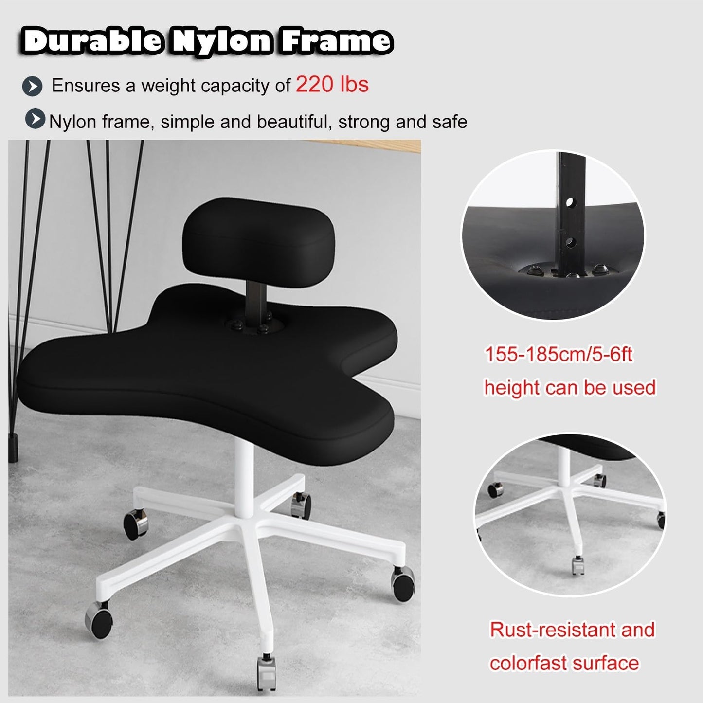 Office Chair Cross Legged Chair，Cross Legged Sitting Kneeling Office Chair with Wheels, Meditation Seat for Reducing Back Pain, Ergonomic Posture Corrective Seat - Improve Posture and Reliev