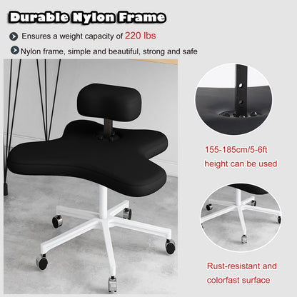 Office Chair Cross Legged Chair，Cross Legged Sitting Kneeling Office Chair with Wheels, Meditation Seat for Reducing Back Pain, Ergonomic Posture Corrective Seat - Improve Posture and Reliev