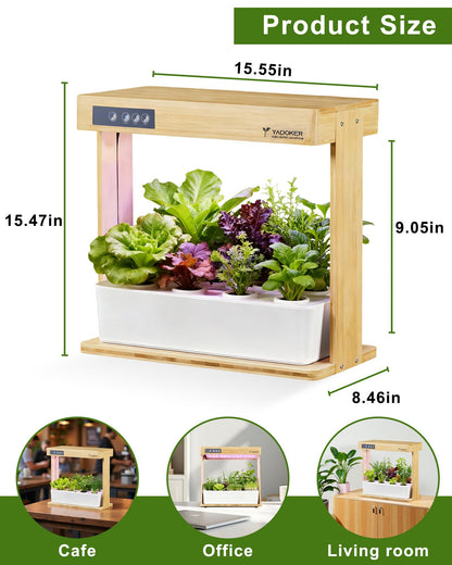 yadoker Indoor Hydroponic Garden System, 8 Pods Smart Growing Kit with LED Grow Light, Automatic Timer, Pump System & 3.5L Water Tank – Ideal for Herb Cultivation (No Seed)