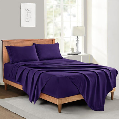 Manyshofu Extra Deep Pocket King Size Sheets - Hotel Luxury 1800 Thread Count Sheets & Pillowcases - Microfiber Bedding Set up to 24" Mattress - Purple Bed Sheets 18-24 Inch Deep Pockets - 4 Piece