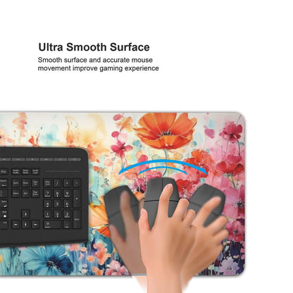 35.4 x 15.7 in, Waterproof XXL Large Mouse Pad for Desk, Extended Keyboard Mouse Mat for Computer Office, Big Laptop Mouse pad, Gaming Pc-Colorful Flowers
