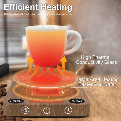 Coffee Cup Warmer, Fast Heating Coffee Mug Warmer for Desk, 2 Display Screens, Large Candle Warmer Plate with 2-10Hr Auto Shut Off, Heart-Warming Gift for Coffee Lover, Friend, Family